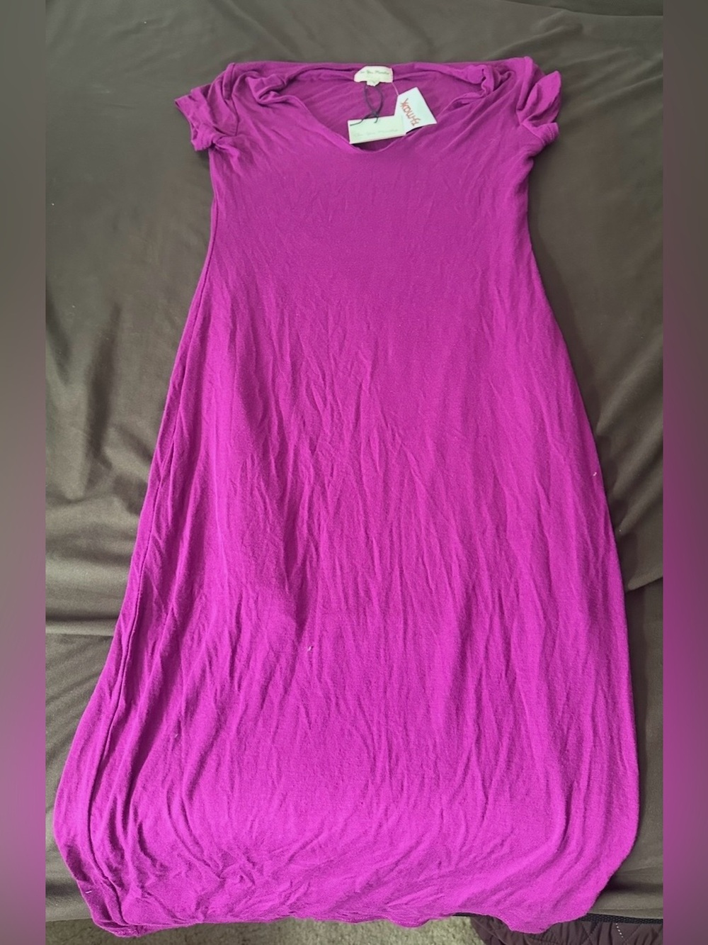 See You Monday Magenta Short-Sleeve Maxi Dress